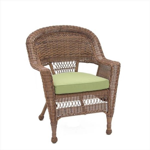 Jeco Jeco W00205-C-FS029 Honey Wicker Chair With Green Cushion W00205-C-FS029